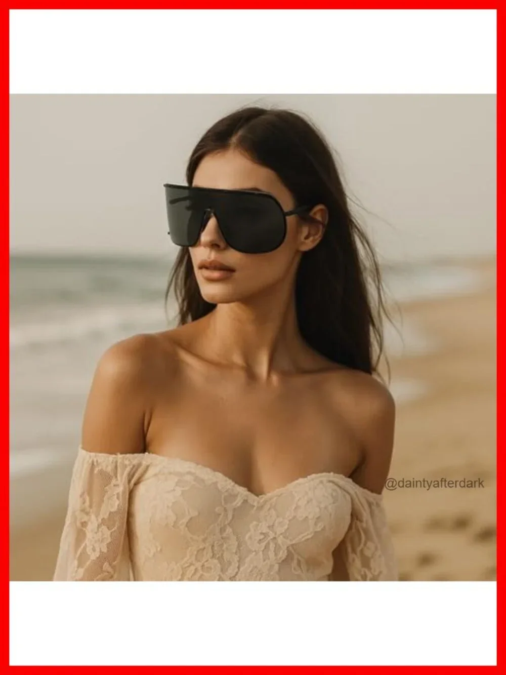 Oversized Square Shield Sunglasses UV400 Protection Metal Frame